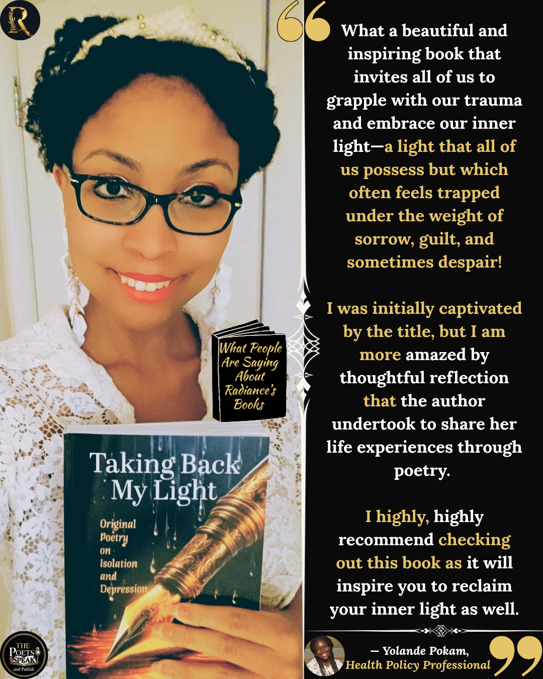 Reader review of Taking Back My Light — I highly recommend, it will inspire you to reclaim your inner light — Yolande Pokam